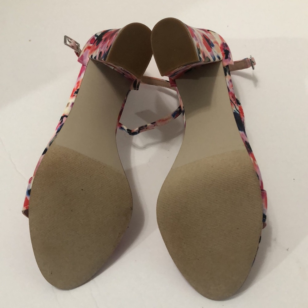 Madden Girl floral heels size 7 ankle strap open toe pink multicolored - Picture 3 of 6
